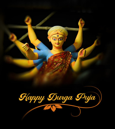 女神杜尔迦的脸在快乐杜尔迦Puja Subh Navratri Maa背景