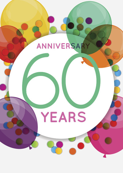 模板60周年祝贺，贺卡，邀请矢量插图