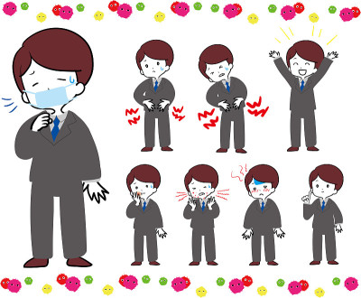 Suit men set of poor health