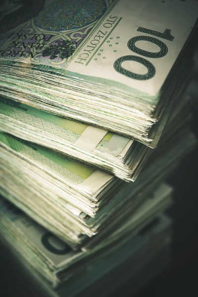 一堆波兰兹罗提现金