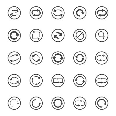 Repeat icons set. set of 25 refresh filled icons s