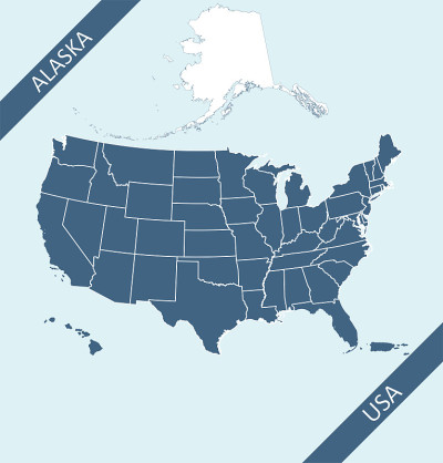 Alaska highlighted on USA map