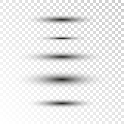 Set of transparent oval shadow with soft edges iso