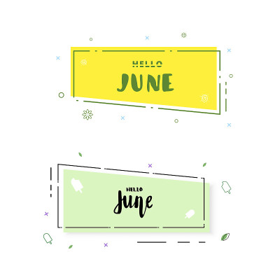 你好6月横幅。矢量插图。