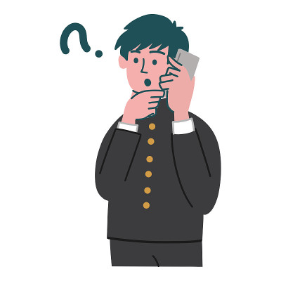 male student smartphone gesture thinking