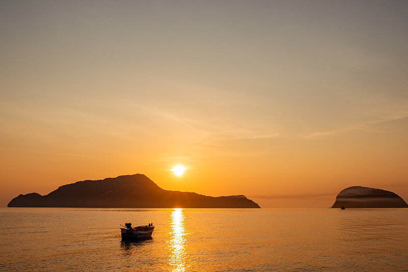 日落船海