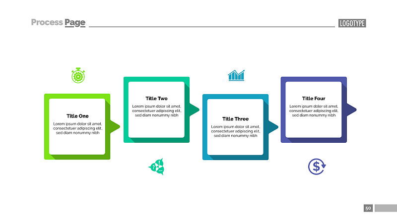 带有四个步骤模板的流程图
