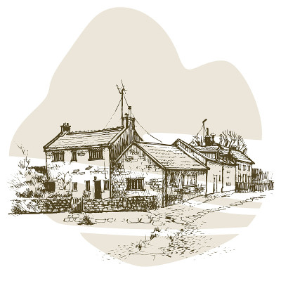 手绘英国别墅，联排别墅城市草图