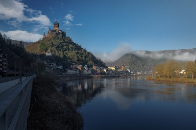 Cochem城堡和Moselle河- Cochem，莱茵兰-普法尔茨，德国
