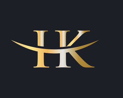 最初的金色IK字母标识设计。IK标志设计矢量模板