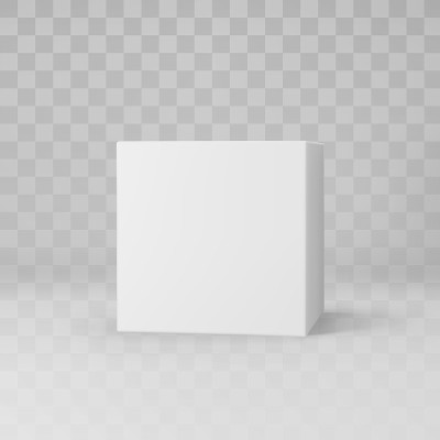 White 3d cube with perspective isolated on transpa