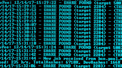 挖掘加密货币过程程序显示PC。使用软件。发现分享。