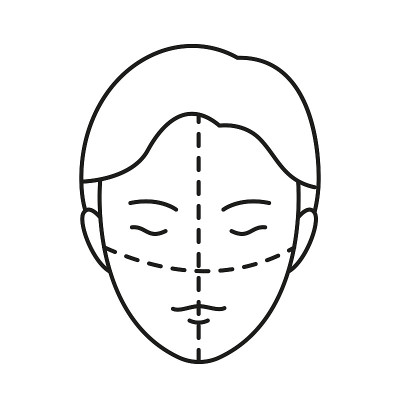 整形手术。女人脸向量插图和图标