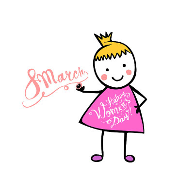 3月8日。妇女节快乐!儿童风格的女孩