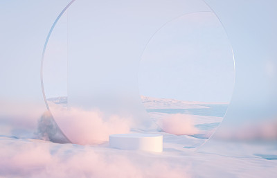 摘要冬季圣诞景观场景背景与产品展台。