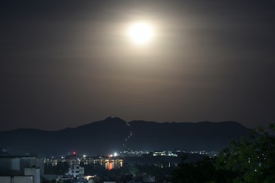 2020年城市上空的超级月亮