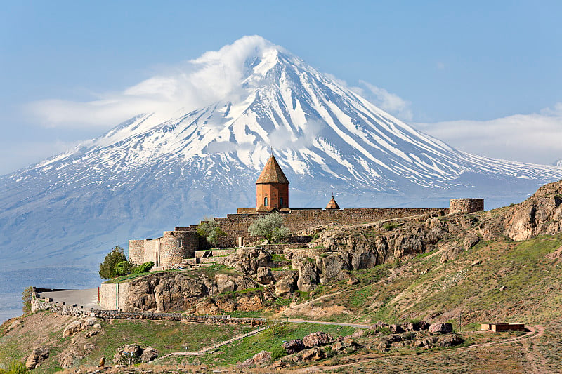 Khor Virap Church Complex和Mount Ararat，亚美尼亚。