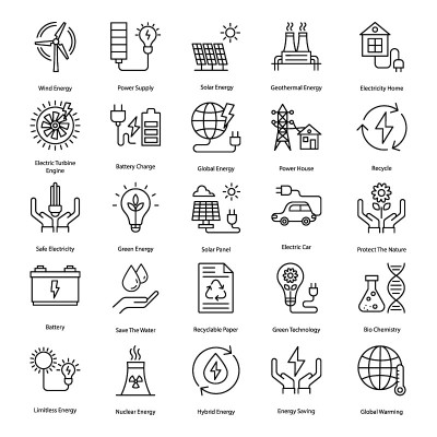 Clean Energy Line Icons Pack
