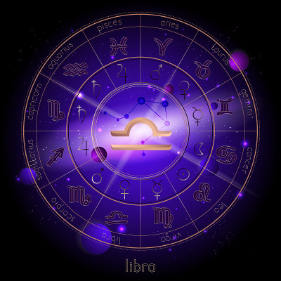 Vector illustration of sign and constellation LIBR