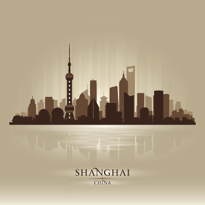 上海中国城市天际线剪影