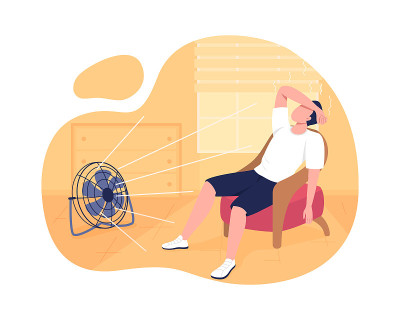 冷却家在夏季二维矢量孤立插图