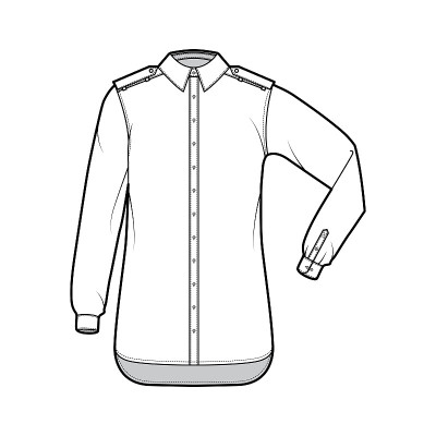 Shirt epaulette technical fashion illustration wit