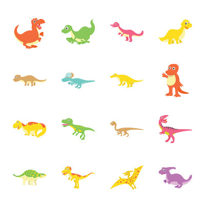 Dinosaurs Flat Icons Set