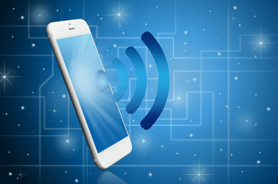 带有WiFi信号的现代智能手机