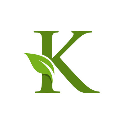 字母K和叶向量股票插图设计模板。