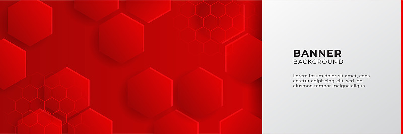 抽象红色旗帜背景设计模板矢量插图3d重叠层和几何波浪形状。多边形抽象背景，纹理，广告版面和网页