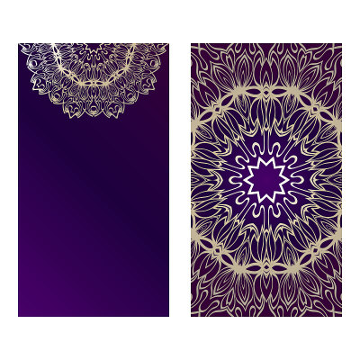 Vintage Cards With Floral Mandala Pattern. Vector 