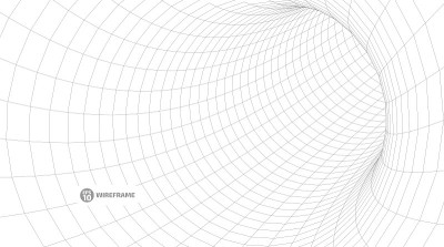 线框网格隧道中的抽象对象。一个景观概念的3D插图。
