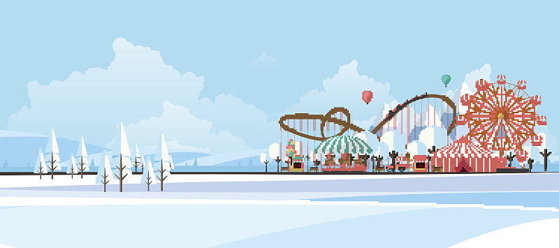 冬季景观平面插图，Vector Design，
