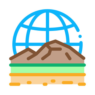 地貌学图标矢量大纲插图