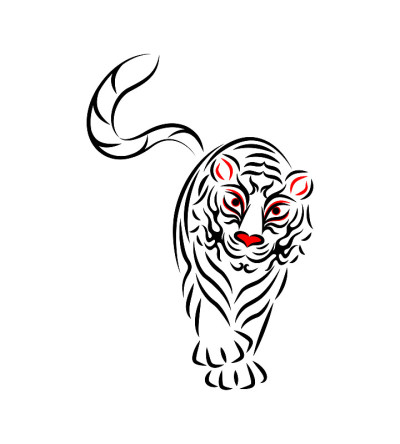 白虎白虎插画日本传统表演艺术歌舞伎舞台化妆熊田设计矢量白虎插画。日本传统表演艺术。歌舞伎舞台妆。Ku
