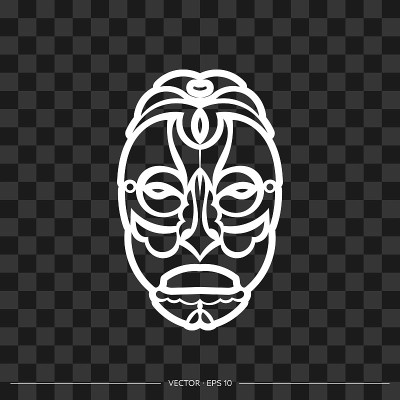 提基面具。毛利人或波利尼西亚的样本。适合打印和纹身。矢量插图。