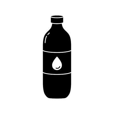 剪影瓶水或油。带盖子的液体塑料容器的轮廓图标