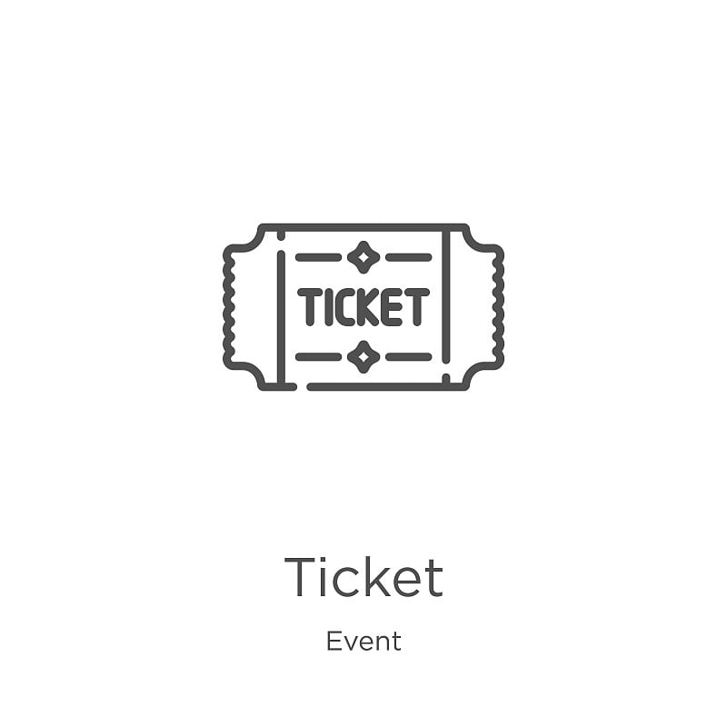 ticket icon vector from event collection. Thin lin