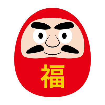 illustration is a lucky charm “Daruma“.