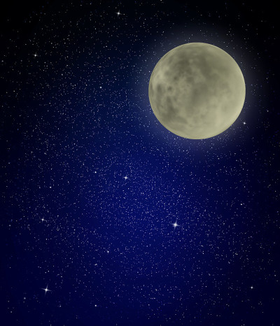 以星星、月亮和夜空为背景