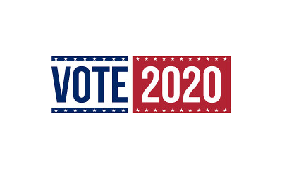 投票2020蓝色和红色，矢量插图