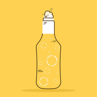 带有泡沫图标的孤立啤酒瓶