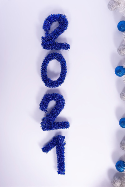new year decorative numbers laid out 2021, christm