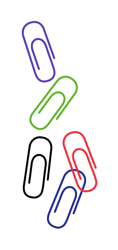 Colored paper clip kit isolated on white backgroun