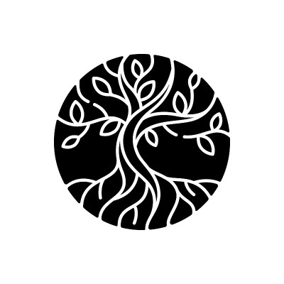 生命树黑色字形图标
