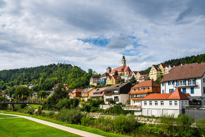 德国北部黑森林自然景观度假区美丽多彩的古城horb am neckar