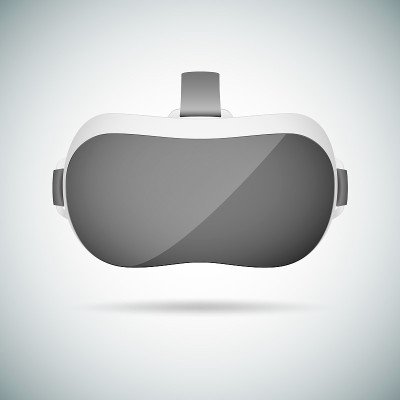 VR虚拟现实头盔。逼真的虚拟现实耳机眼镜。创新设备