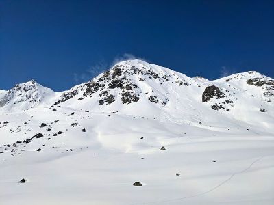 迅猎兽用感伤的号角。在瑞士达沃斯一个美妙的山地世界登山。白雪皑皑的山峰