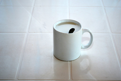 白色杯子里的奶茶