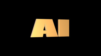 3d渲染的3d AI措词与黑色背景